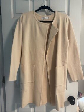 ANRABESS NWT Cream Long Open Front Cardigan Sweater Size Medium